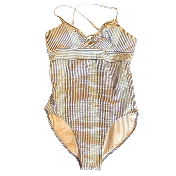 Vineyard Vines Firework Striped Seersucker Halter Strap Swimsuit Size XS - Picture 1 of 8